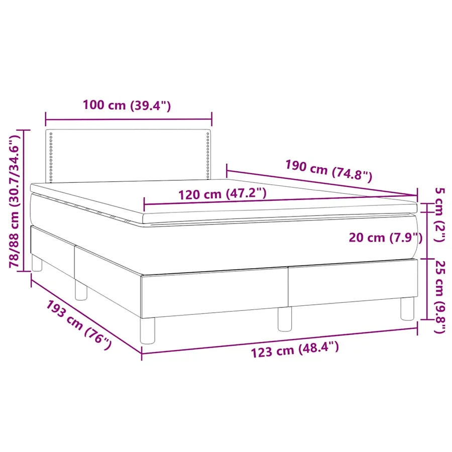 Sommier à lattes de lit matelas LED blanc 120x190 cm similicuir - 11