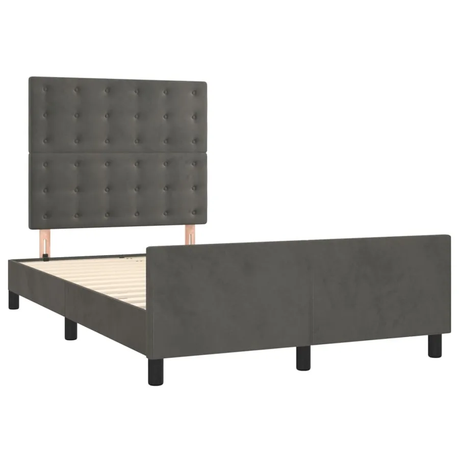 Cadre de lit sans matelas gris foncé 120x190 cm velours - 3