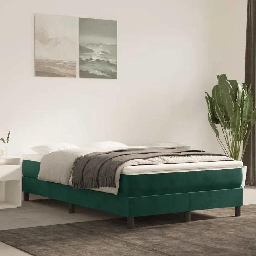 Sommier à lattes de lit avec matelas vert foncé 120x190 cm - 3