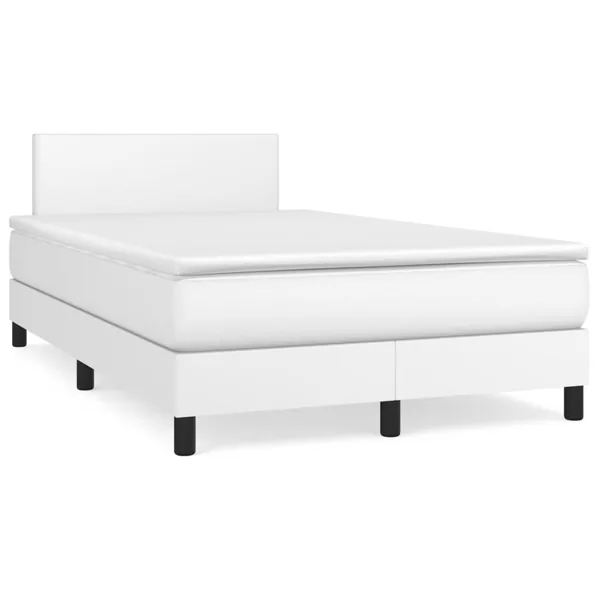 Sommier à lattes de lit avec matelas blanc 120x190cm similicuir