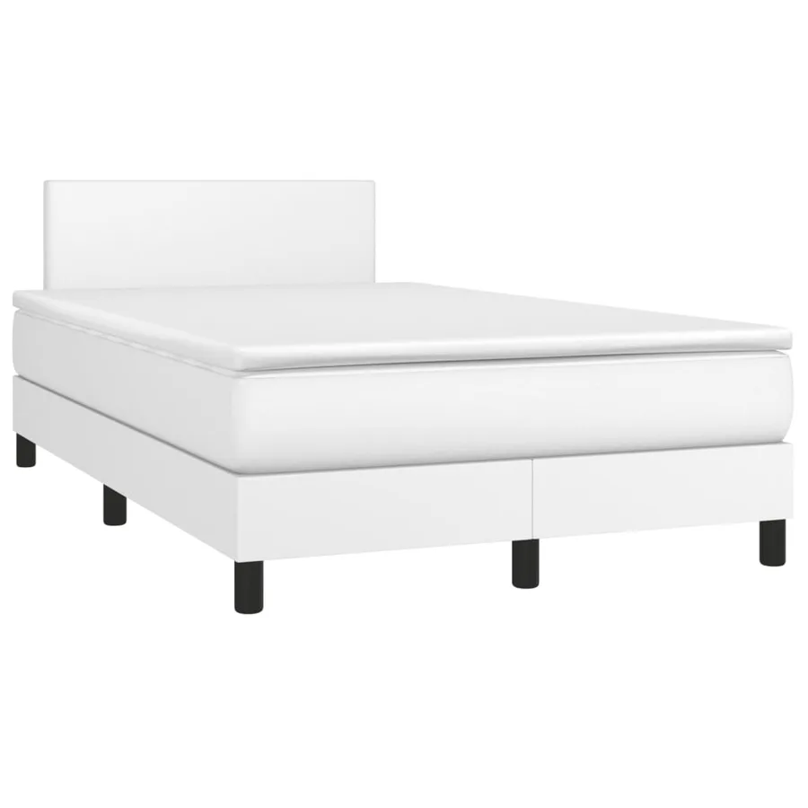 Sommier à lattes de lit avec matelas blanc 120x190cm similicuir - 2