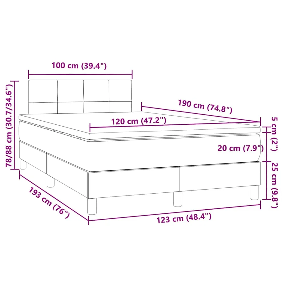 Sommier à lattes de lit avec matelas LED gris clair 120x190 cm - 11