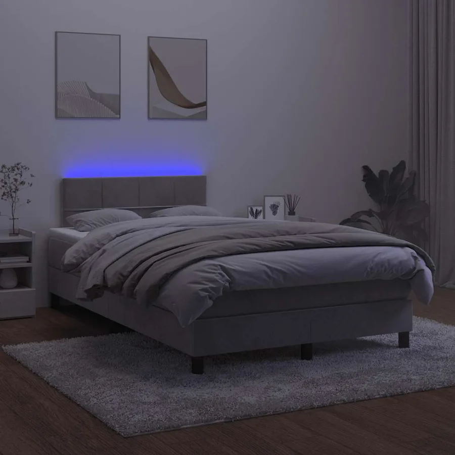 Sommier à lattes de lit avec matelas LED gris clair 120x190 cm - 4