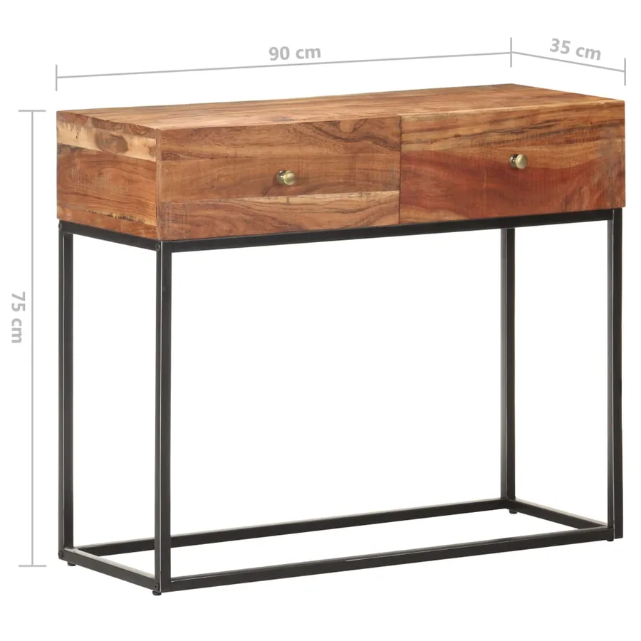 Table console 90x35x75 cm Bois d'acacia brut - 6