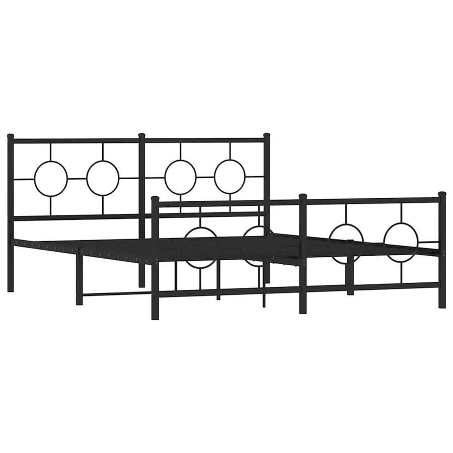 Cadre de lit métal sans matelas avec pied de lit noir 150x200cm - 3
