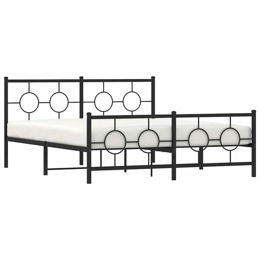 Cadre de lit métal sans matelas avec pied de lit noir 150x200cm - 4