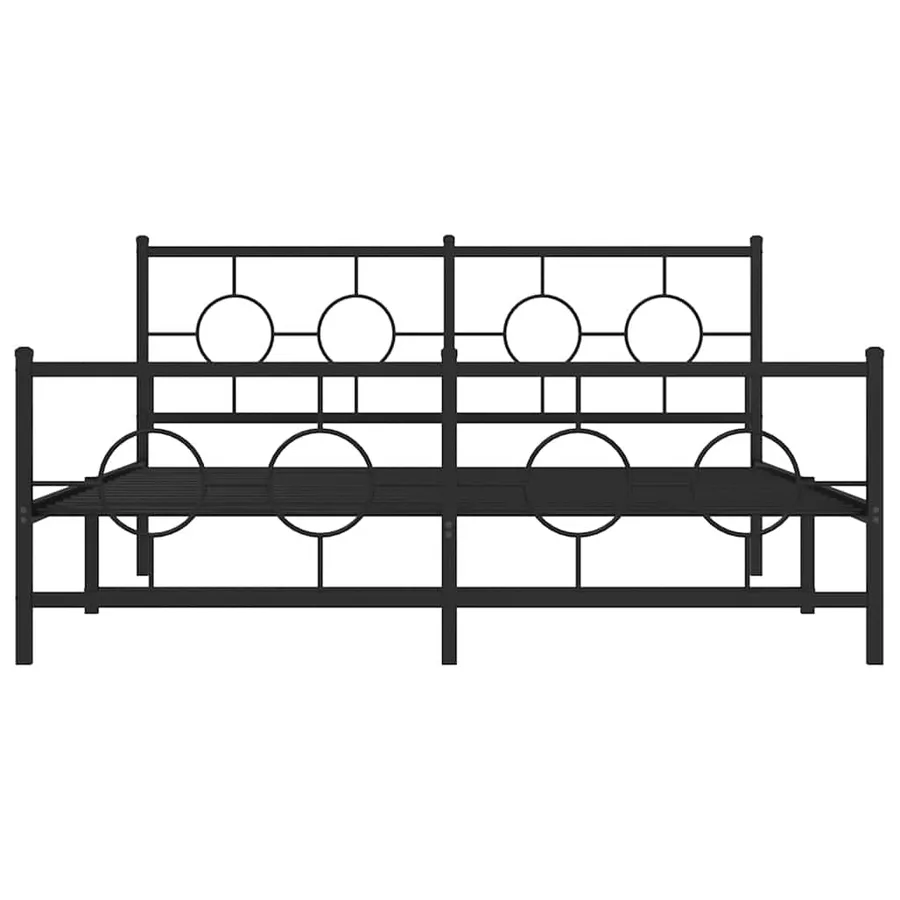 Cadre de lit métal sans matelas avec pied de lit noir 150x200cm - 5