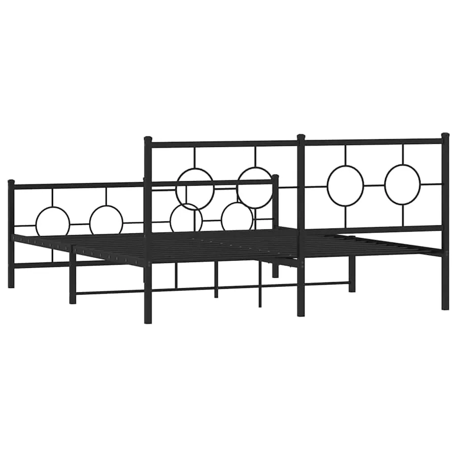 Cadre de lit métal sans matelas avec pied de lit noir 150x200cm - 7