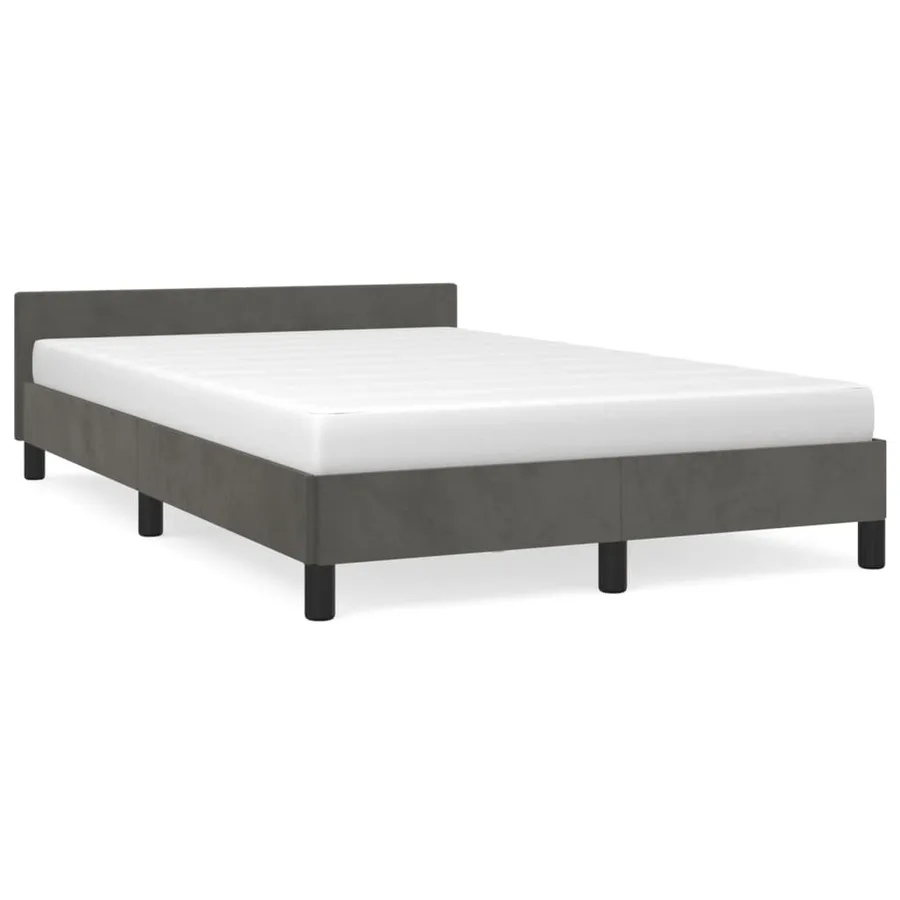 Cadre de lit sans matelas gris foncé 120x190 cm velours - 2