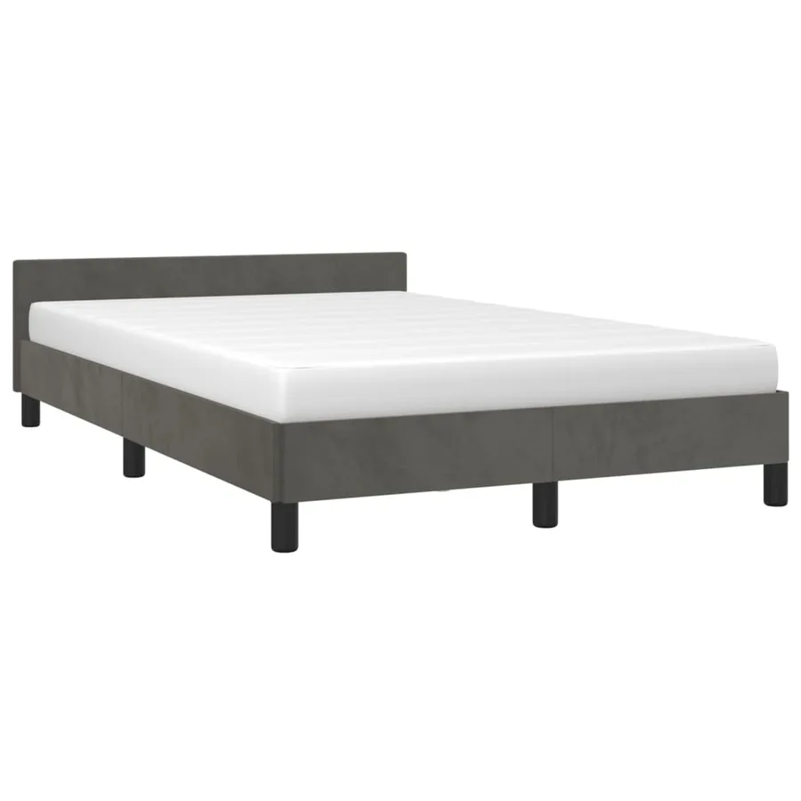 Cadre de lit sans matelas gris foncé 120x190 cm velours - 4