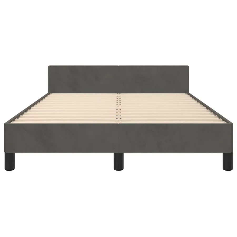 Cadre de lit sans matelas gris foncé 120x190 cm velours - 5