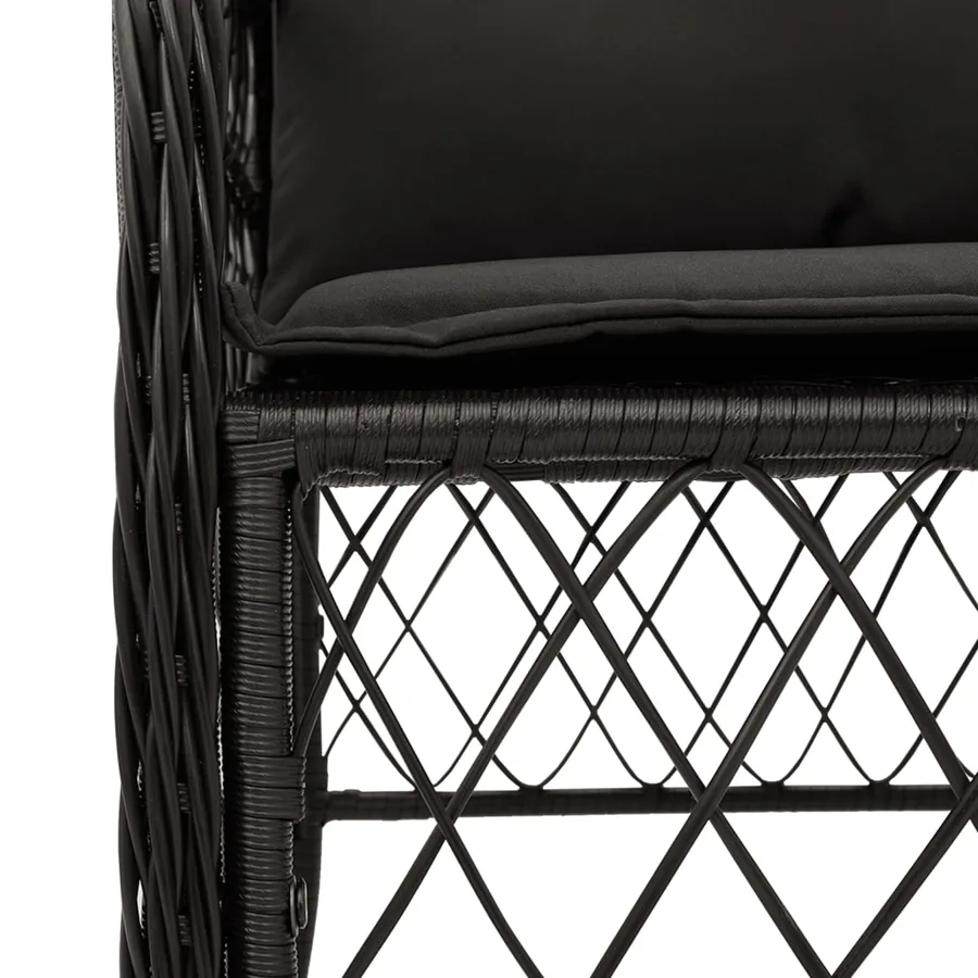 Ensemble à manger de jardin coussins 7pcs Noir Résine tressée - 5