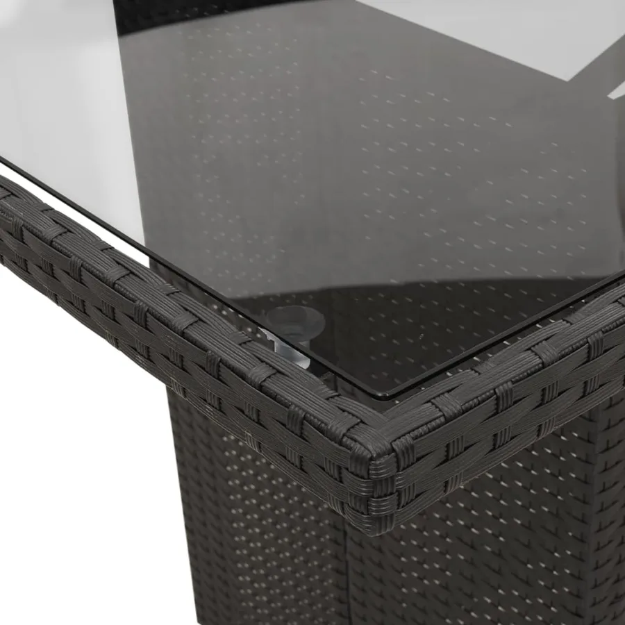 Ensemble à manger de jardin 9pcs coussins noir résine tressée - 8