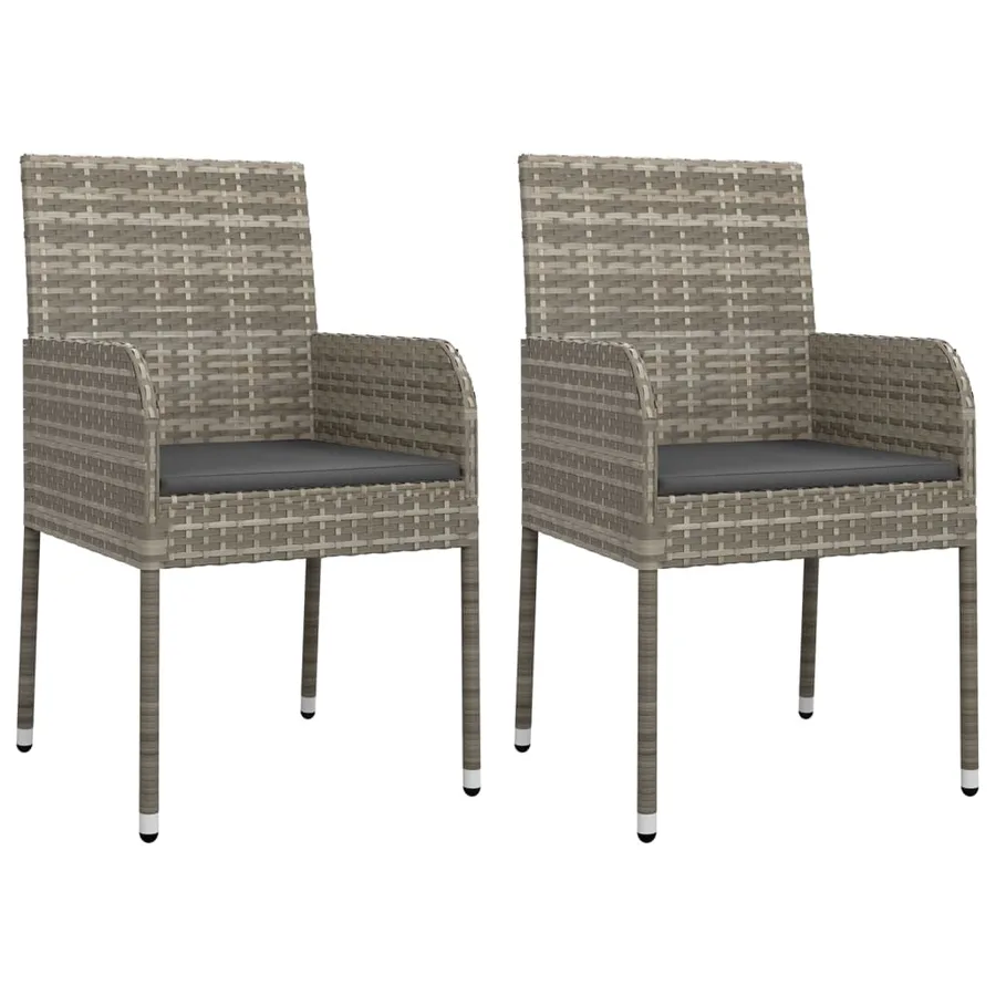 Ensemble à manger de jardin et coussins 7 pcs gris rotin - 3