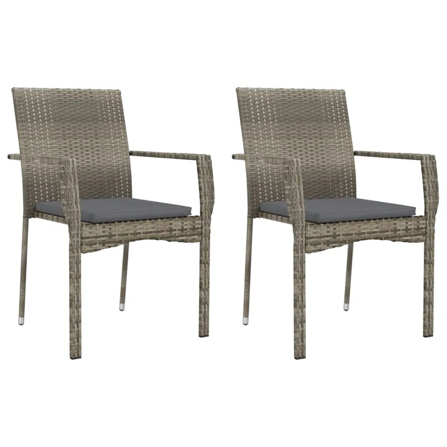 Ensemble à manger de jardin et coussins 7 pcs gris rotin - 4