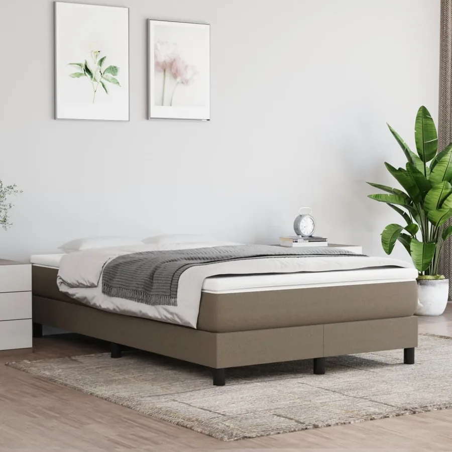 Sommier à lattes de lit avec matelas taupe 120x190 cm tissu - 3