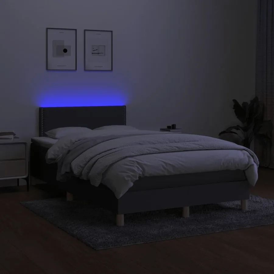 Sommier à lattes de lit matelas LED gris foncé 120x190 cm tissu - 4