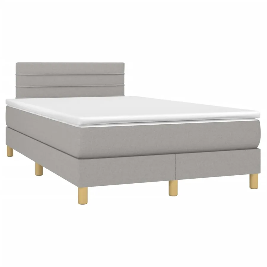 Sommier à lattes de lit et matelas gris clair 120x190 cm tissu - 2