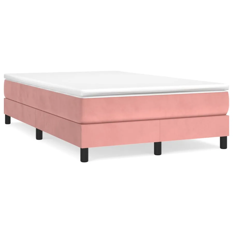Sommier à lattes de lit avec matelas rose 120x190 cm velours
