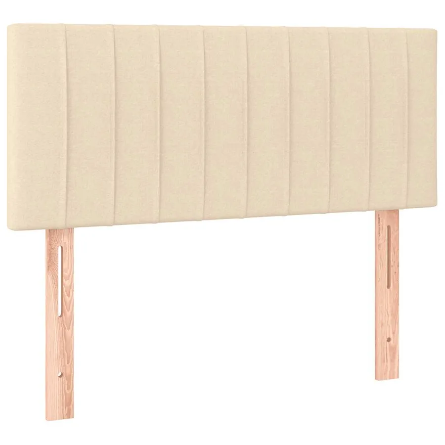 Sommier à lattes de lit matelas et LED crème 120x190 cm tissu - 9