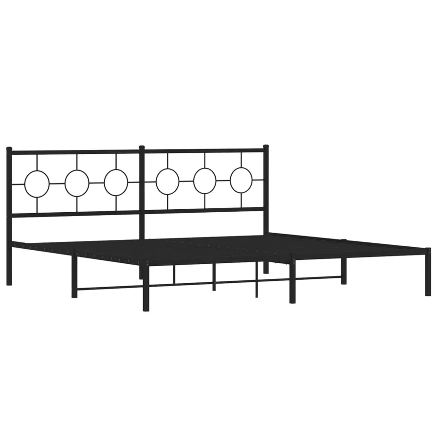Cadre de lit métal sans matelas avec tête de lit noir 200x200cm - 3