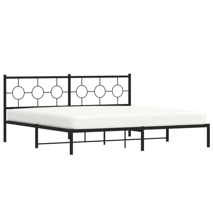 Cadre de lit métal sans matelas avec tête de lit noir 200x200cm - 4