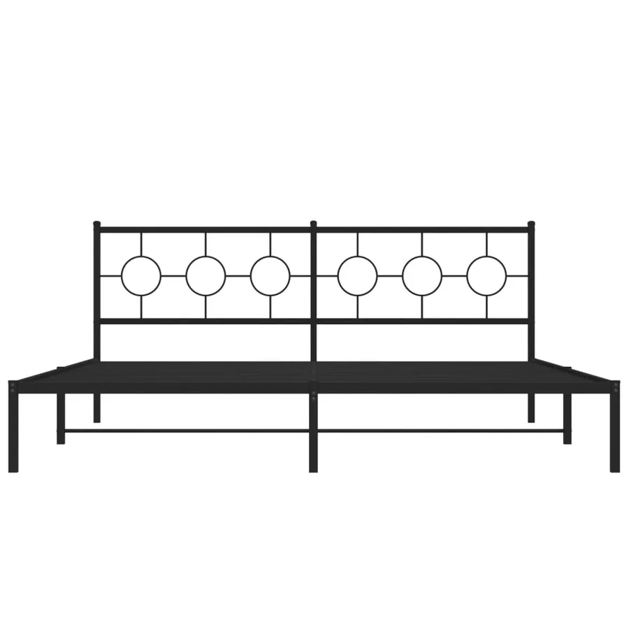 Cadre de lit métal sans matelas avec tête de lit noir 200x200cm - 5