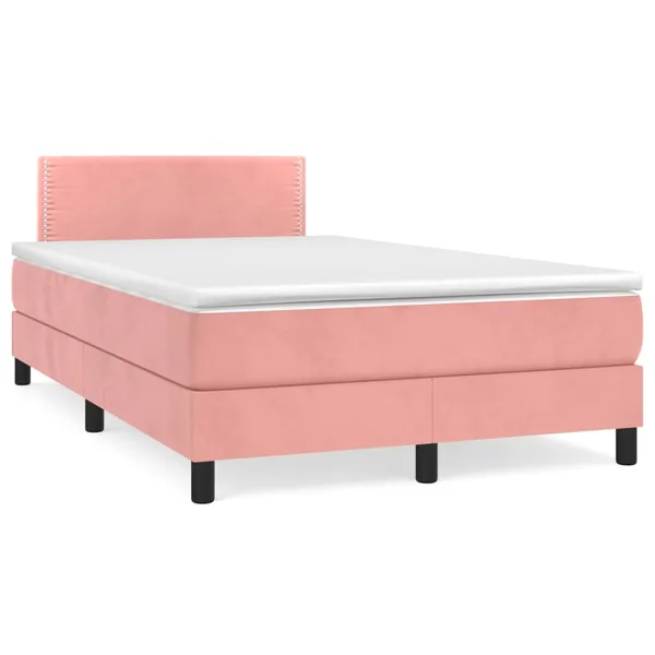 Sommier à lattes de lit avec matelas rose 120x190 cm velours