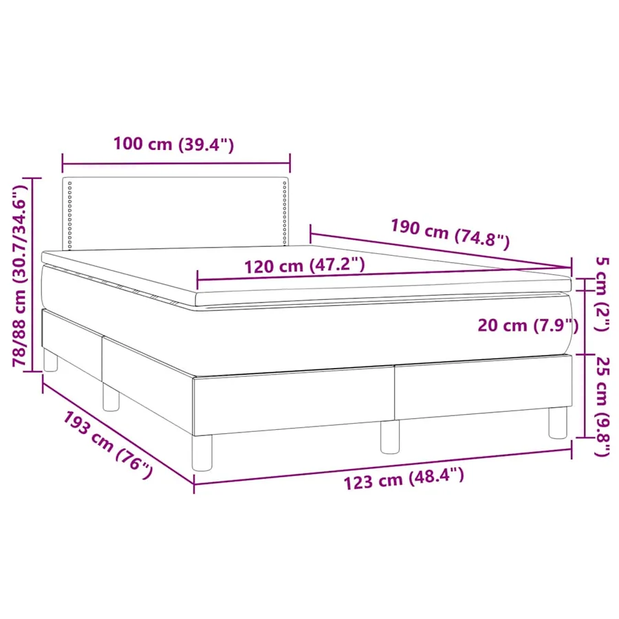 Sommier à lattes de lit avec matelas LED bleu foncé 120x190 cm - 11
