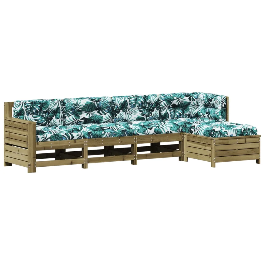 Salon de jardin 5 pcs avec coussins bois de pin imprégné - 2