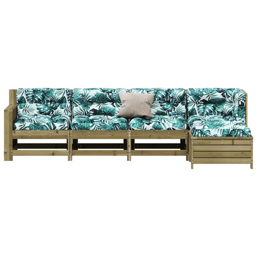 Salon de jardin 5 pcs avec coussins bois de pin imprégné - 3