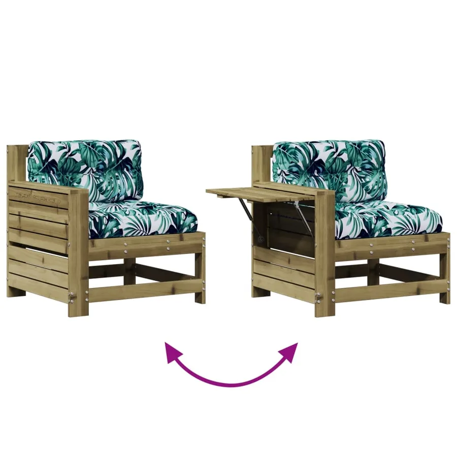 Salon de jardin 5 pcs avec coussins bois de pin imprégné - 8