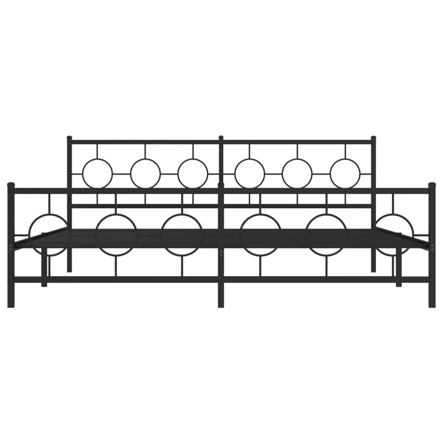 Cadre de lit métal sans matelas avec pied de lit noir 193x203cm - 5