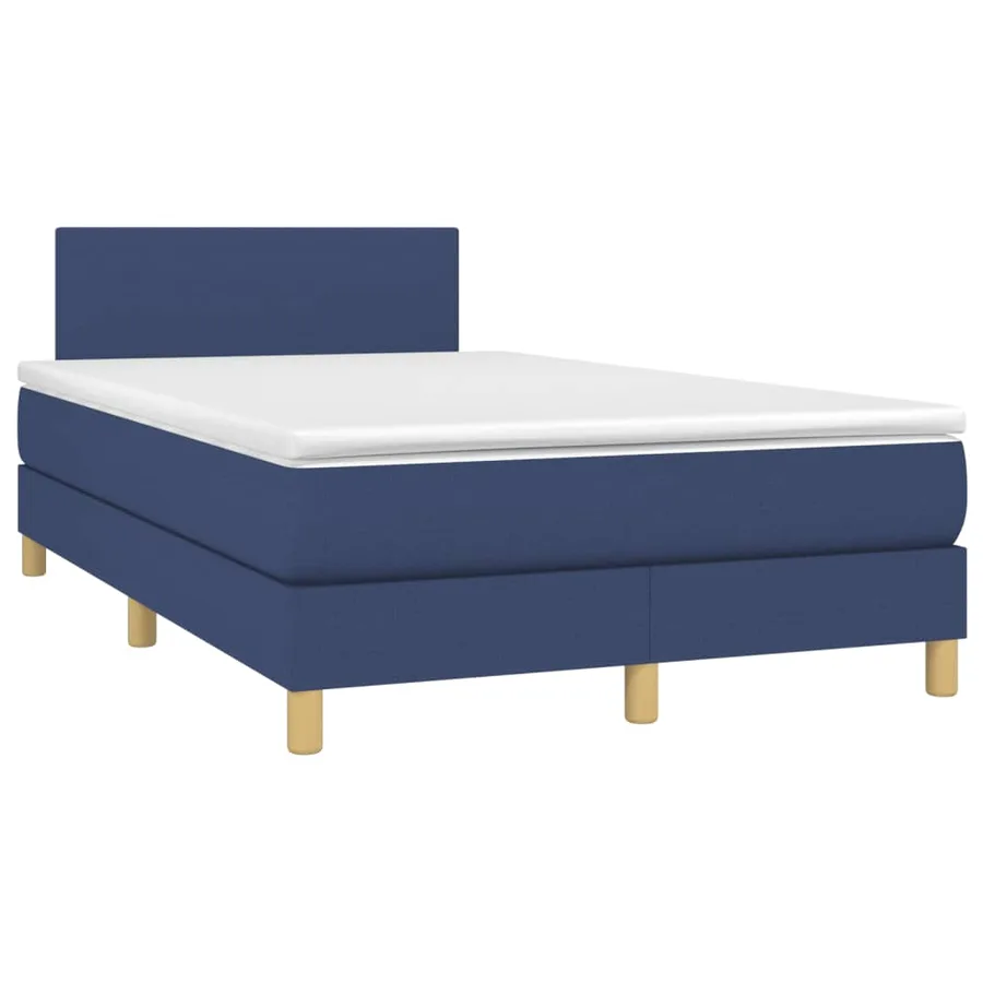 Sommier à lattes de lit avec matelas bleu 120x190 cm tissu - 2