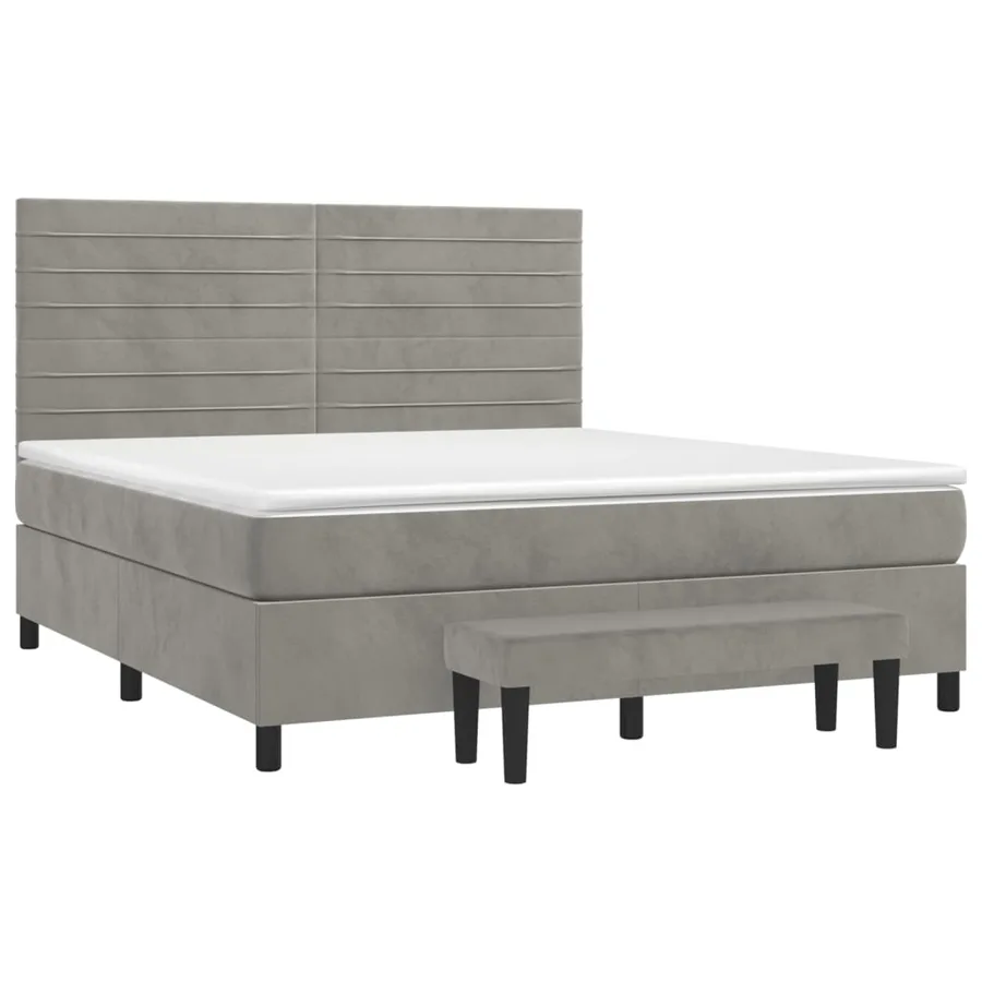 Sommier à lattes de lit et matelas Gris clair 180x200cm Velours - 3