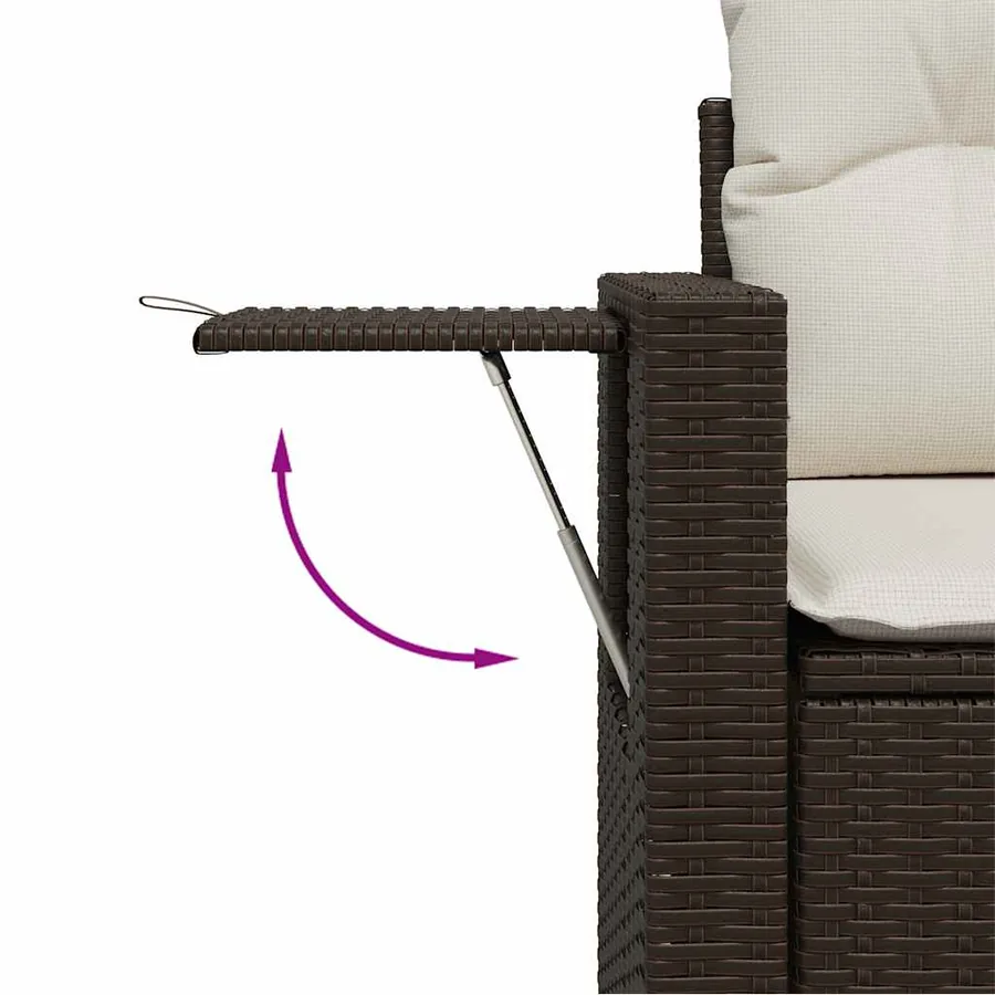 Salon de jardin avec coussins 9 pcs marron résine tressée - 4