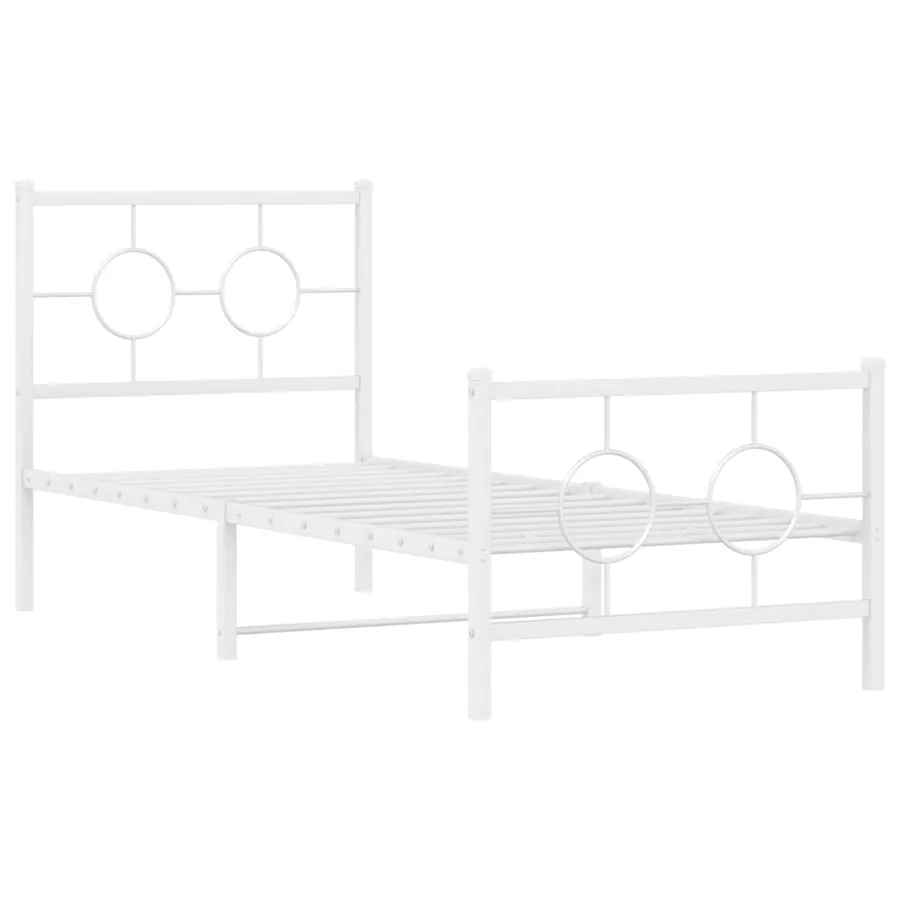 Cadre de lit métal sans matelas avec pied de lit blanc 80x200cm - 3