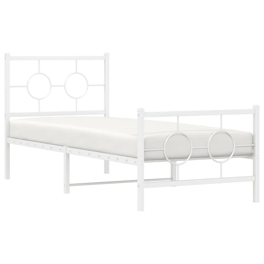 Cadre de lit métal sans matelas avec pied de lit blanc 80x200cm - 4