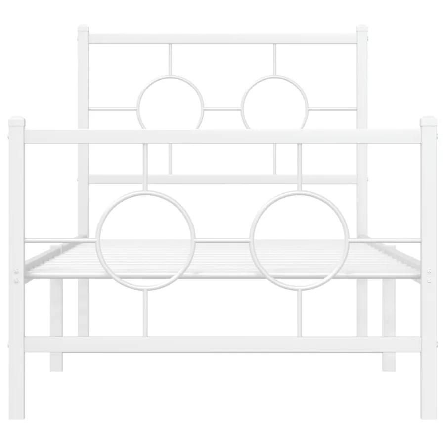 Cadre de lit métal sans matelas avec pied de lit blanc 80x200cm - 5
