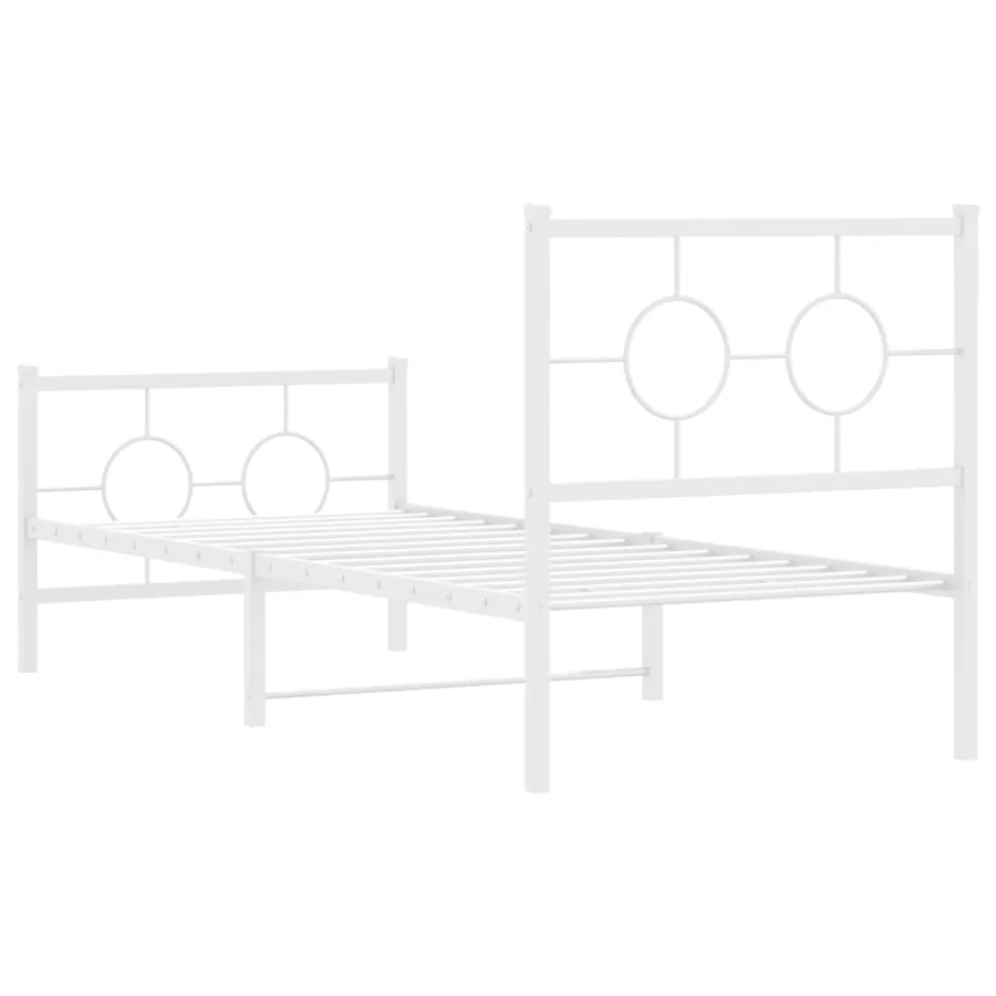 Cadre de lit métal sans matelas avec pied de lit blanc 80x200cm - 7