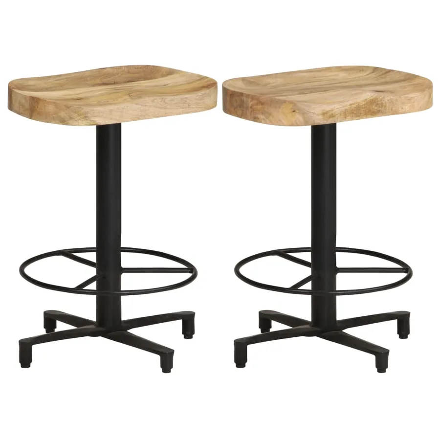 Tabourets de bar lot de 2 52 cm bois de manguier massif