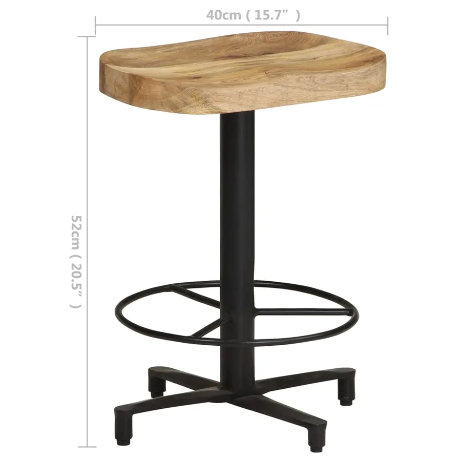 Tabourets de bar lot de 2 52 cm bois de manguier massif - 7