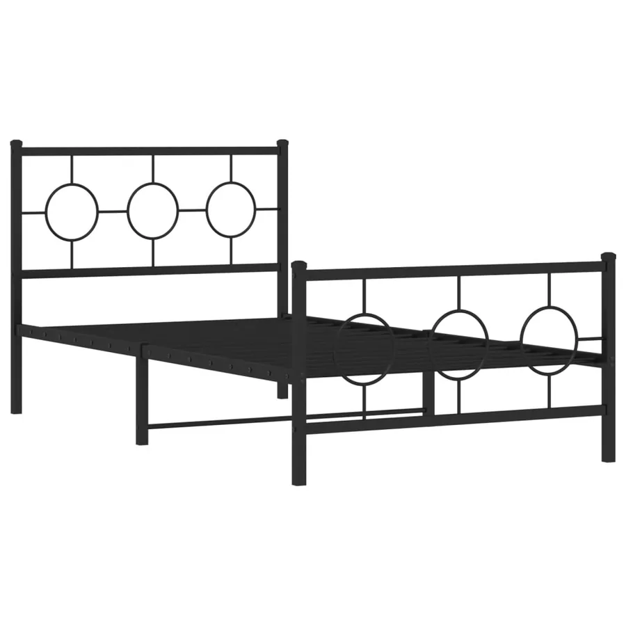 Cadre de lit métal sans matelas avec pied de lit noir 100x190cm - 3