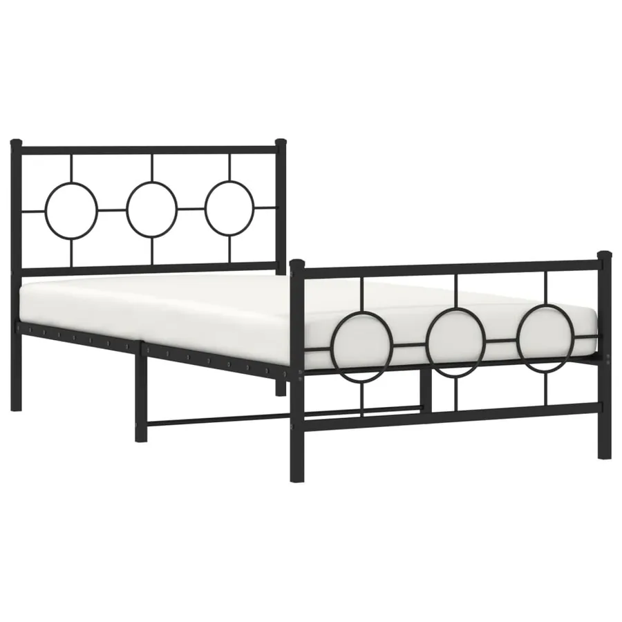 Cadre de lit métal sans matelas avec pied de lit noir 100x190cm - 4