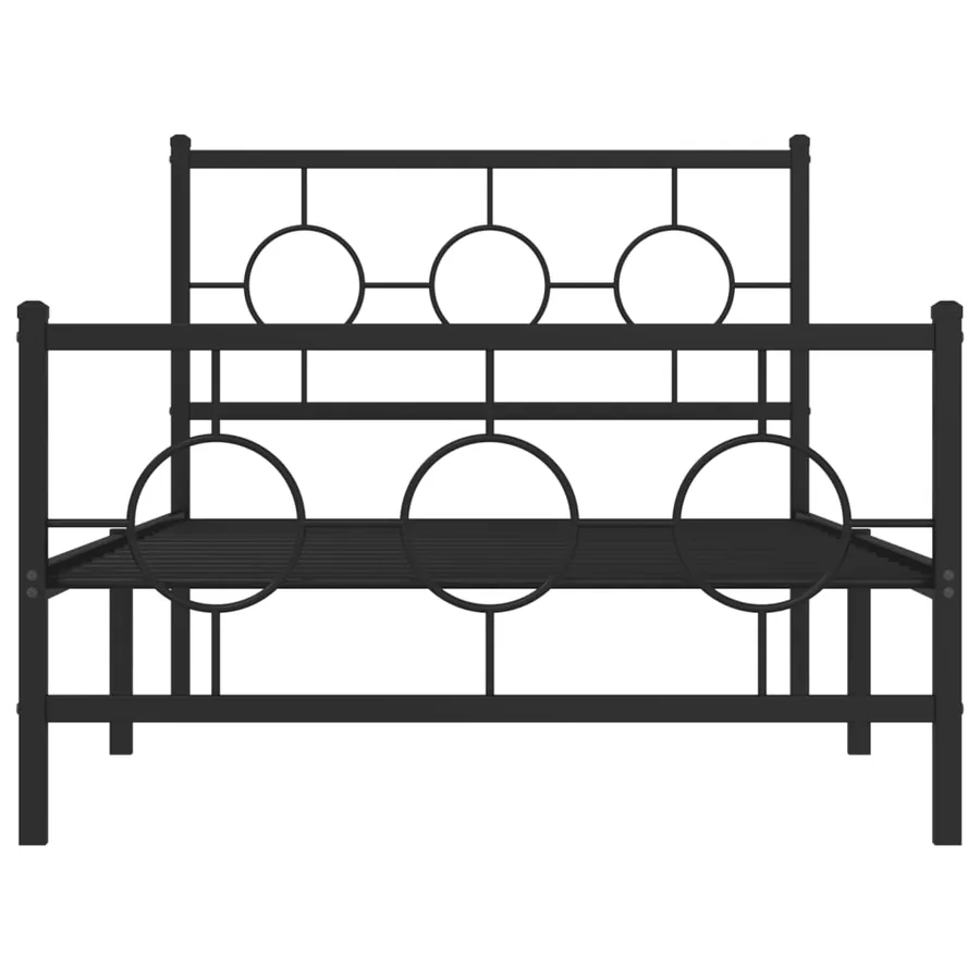 Cadre de lit métal sans matelas avec pied de lit noir 100x190cm - 5