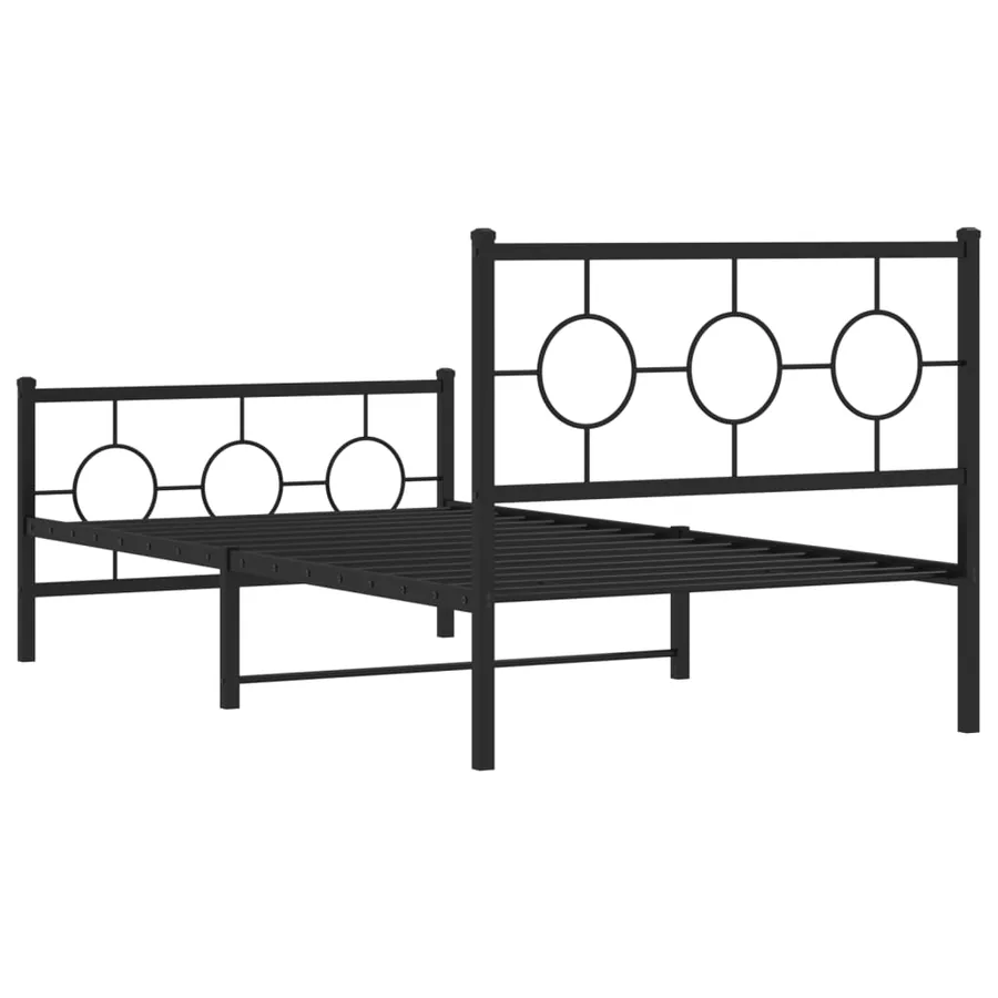 Cadre de lit métal sans matelas avec pied de lit noir 100x190cm - 7
