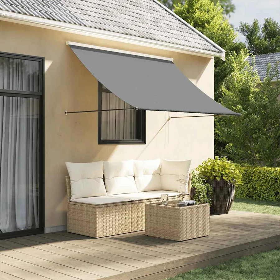 Auvent rétractable anthracite 200x150 m tissu et acier