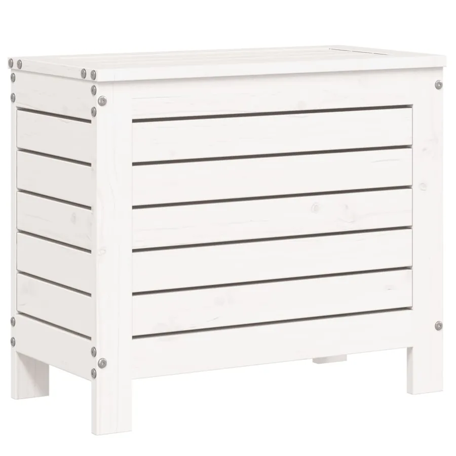 Salon de jardin 7 pcs blanc bois de pin massif - 9