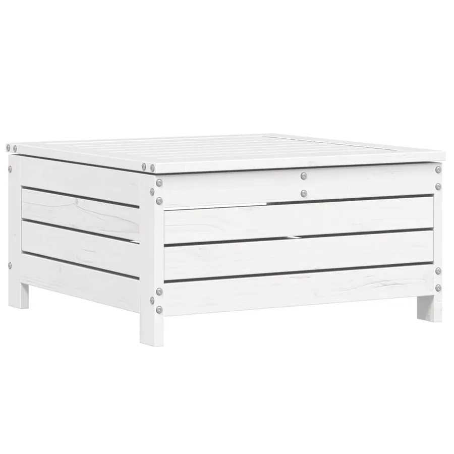 Salon de jardin 9 pcs blanc bois de pin massif - 10