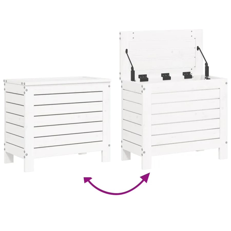 Salon de jardin 9 pcs blanc bois de pin massif - 12